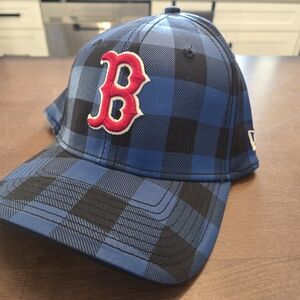 Blue and Black Plaid Boston Red Sox Mens Hat